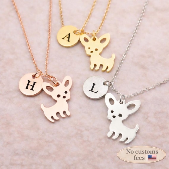 Initial Chihuahua Necklace Best Friend Gift Dog Necklace Initial Jewelry Personalized Gift Dog Lover Gift Sister Gift Souvenir Jewelry BFF 