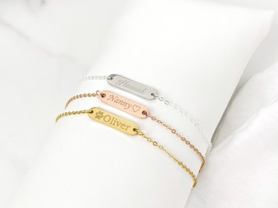 Personalized Bar Bracelet Name Bracelet Children Jewelry Birthday Gift Flower Girl Gift Bridesmaid Bracelet H22