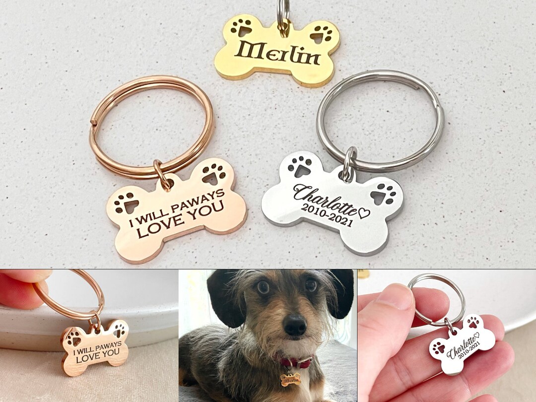 Personalized Bone Keychain Dog Tag Memorial Dog Mom Gift Mourning Gift Stainless Steel Dog Tag