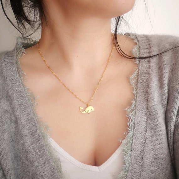 Dainty Whale Necklace Personalized Whale Necklace Name Necklace Christmas Gift Children Necklace