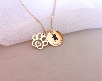 Personalized Dog Paw & Disc Necklace Dog Mom Gift Personalized Gift Dog Jewelry Mother's DayGift Sister Gift