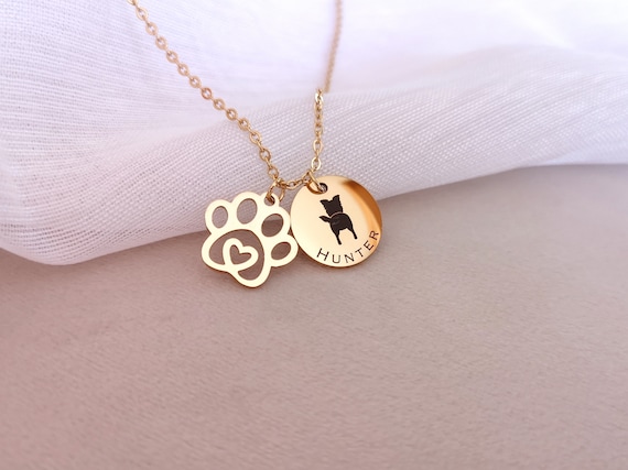 Personalized Dog Paw & Disc Necklace Dog Mom Gift Personalized Gift Dog Jewelry Mother's DayGift Sister Gift