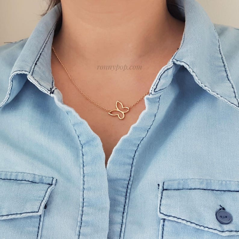 Bridesmaid Gift Geometric Necklace Dainty Chain Butterfly Necklace Christmas Butterfly Jewelry Butterfly Monarch Mother Gift