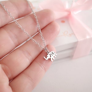 Tiny Elephant Personalized Necklace Name Necklace Elepant Jewelry Lucky Elephant Christmas Gift Custom Jewelry Personalized Gifts