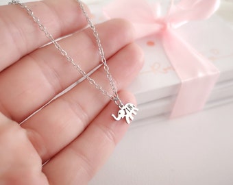 Tiny Elephant Personalized Necklace Name Necklace Elepant Jewelry Lucky Elephant Christmas Gift Custom Jewelry Personalized Gifts