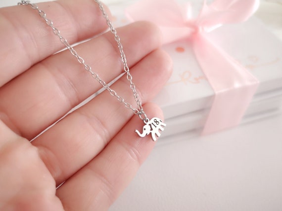 Tiny Elephant Personalized Necklace Name Necklace Elepant Jewelry Lucky Elephant Christmas Gift Custom Jewelry Personalized Gifts