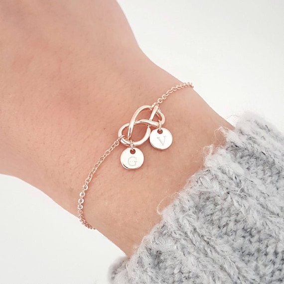 Bridesmaid Gift Initial Bracelet Disc Necklace Eternity Symbol Infinity Family Jewelry Mother's Day Gift Mother Gift Personalized Jewelry