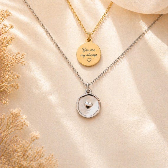 Personalized Necklace Mother Of Pearl Pendant Small Heart Secret Message Gift Mothers Day Love Couple Anniversary Jewelry For Women 14K Gold