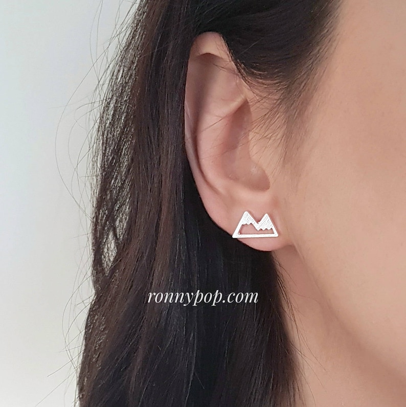 Ski Earrings Gift Idea Mountain Stud Earrings Gift Jewelry Dainty Earrings Christmas Gift Friend Gift Sister Gift Silver