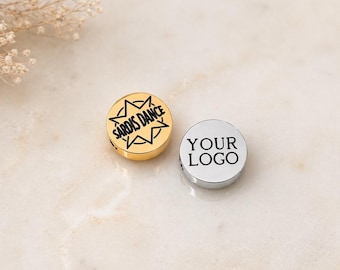 Personalized Round Charm 8mm Custom Logo Engraved Stainless Steel Jewelry Supply DIY Bulk Custom Bracelet Client Gift Business Branding