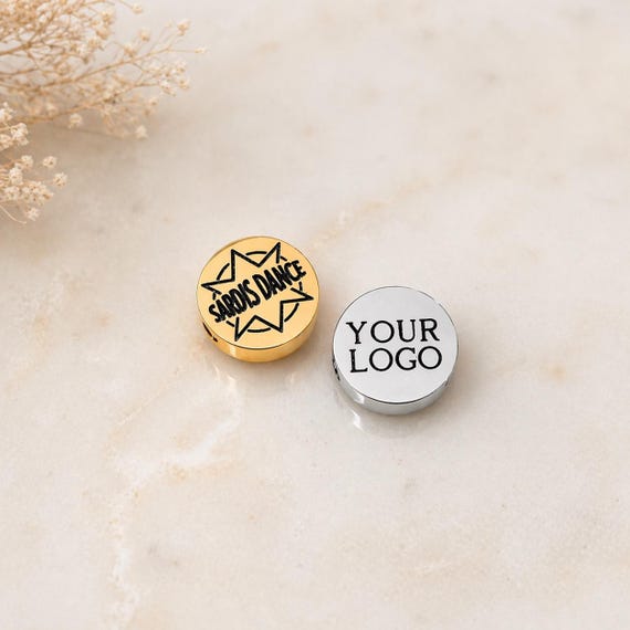 Personalized Round Charm 8mm Custom Logo Engraved Stainless Steel Jewelry Supply DIY Bulk Custom Bracelet Client Gift Business Branding