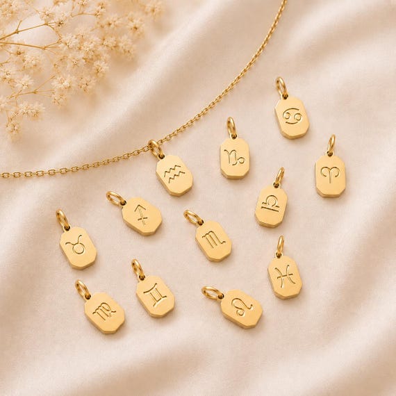 Personalized Astrology Necklace Zodiac Sign Necklace Custom Name or Message Engraved Zodiac Charm Mother's Day Gift New Mom Gift