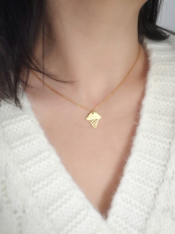 Personalized Ice Cream Cone Necklace Name Necklace Summer Jewelry Kids Necklace Birthday Gift Children Jewelry Dainty Necklace Sister Gift