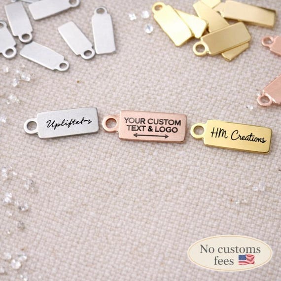 1/5/10/25/50/100/250/500pcs Étiquette Logo Personnalisé Charme Rectangle Bijoux Acier Inoxydable Tag sur Mesure Confection de Bijoux 4x10mm