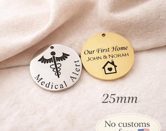 25mm Personalized Disc Personalized Charms Logo Coin Custom Charm Personalised Tag