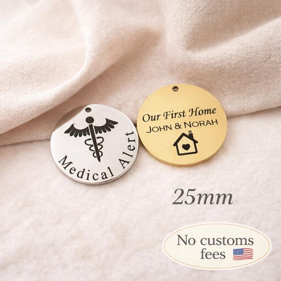 25mm Personalized Disc Personalized Charms Logo Coin Custom Charm Personalised Tag