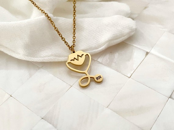 Delicate Personalized Stethoscope Necklace Heartbeat Necklace Nurse Gift Graduation Gift Doctor Jewelry