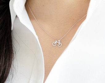 Bicycle Necklace - Bike Necklace - Silver Chain - Dainty Chain - Bicycle Pendant - Gift Jewelry - Triathon - Athlete - Sports Jewelry - Gift