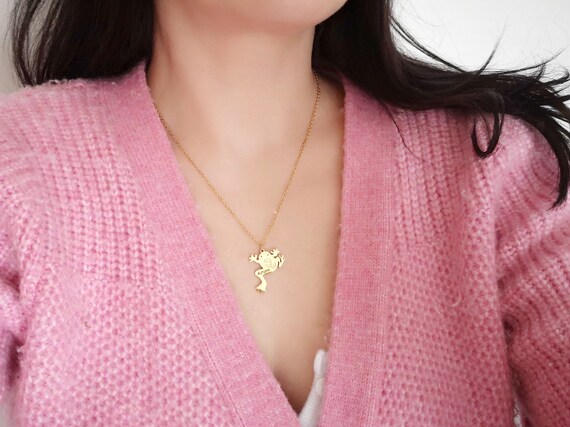 Personalized Frog Necklace Name Necklace Frog Lovers Gift Birthday Gift Custom Jewelry Christmas Gift Custom Necklace MOD3