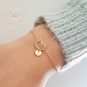 Best Friend Gift Initial Personalized Cat Bracelet Disc Necklace Monogram Jewelry Dainty Chain Personalized Gift Customized Bracelet Sister