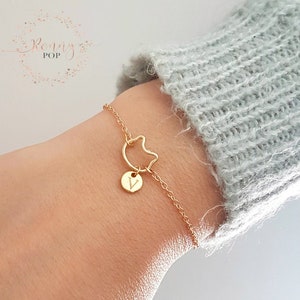 Best Friend Gift Initial Personalized Cat Bracelet Disc Necklace Monogram Jewelry Dainty Chain Personalized Gift Customized Bracelet Sister