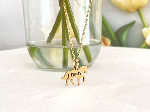 Personalized Horse Necklace Horse Necklace Name Necklace Horse Equestrian Animal Necklace Horse Lover Gift Custom Jewelry Personalize Gifts