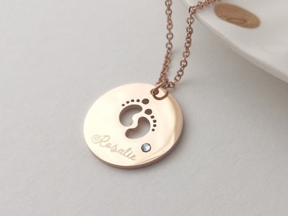 Baby feet deals name necklace