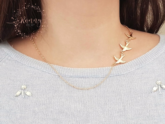 Sister Gold Chain Gift Ideas Bird Jewelry Bird Necklace Dove Necklace Mother Gift Dainty Clavicle Necklace Gift for her