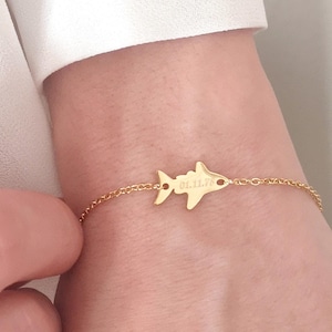 Shark Custom Necklace Personalized Shark Bracelet Shark Jewelry Name Necklace Shark Week Stainless Steel Personalized Gift Sister Gift BBF