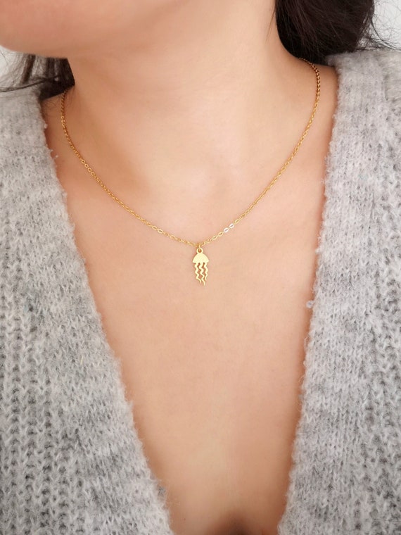 Tiny Jellyfish Personalized Necklace Name Necklace Medusa Necklace Jellyfish Lovers Gift Custom Jewelry Personalized Gifts