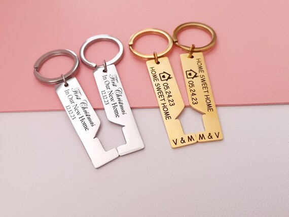 Set of Personalized House Keychain Couple Keychain Housewarming Gift Mother & Daughter Gift