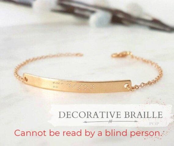 Engraved Dainty Bar Braille Bracelet 