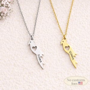 Personalized Parrot Necklace Parrot Name Necklace Bird Necklace Parrot Lovers Gift Custom Jewelry Personalized Gifts