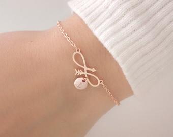 Personalisiertes Initial-Armband, maßgeschneiderte Halskette, Geschenk für Oma, Unendlichkeitssymbol, Pfeil, Ewigkeitsgeschenk für Mama, Damenschmuck