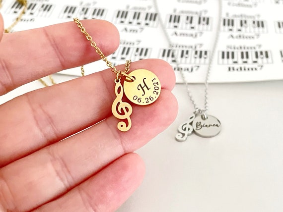 Custom Treble Clef Necklace Music note Necklace Gift for Musician Graduation Gift Christmas Gift  Personalized Gifts