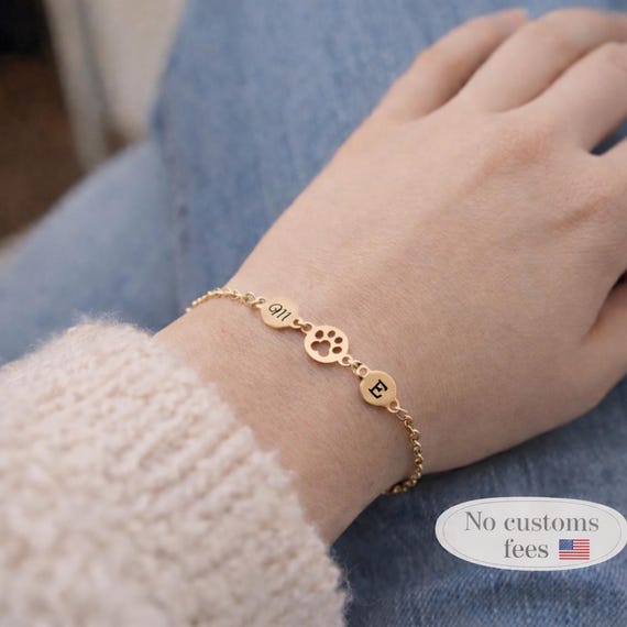 Personalized Cat Paw Bracelet Dog Paw Necklace Cat or Dog Paw Jewelry Dog Mom Gift Cat Lover Gift Christmas Gift Best Friend Birthday Gift
