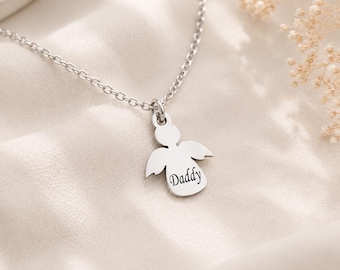 Personalized Little Angel Necklace Name Necklace, Memorial Necklace, Keepsake Jewelry, Mother's Day Gift, Christmas Gift, Angel Charm