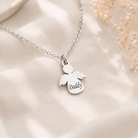Personalized Little Angel Necklace Name Necklace, Memorial Necklace, Keepsake Jewelry, Mother's Day Gift, Christmas Gift, Angel Charm