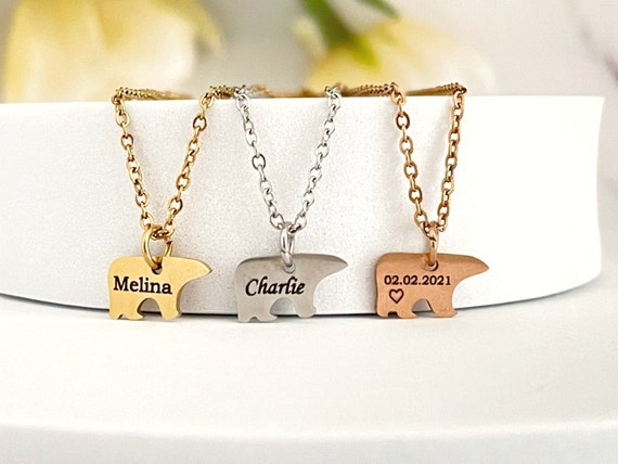 Tiny Personalized Bear Necklace Gift for Mom Mother s Day Gift