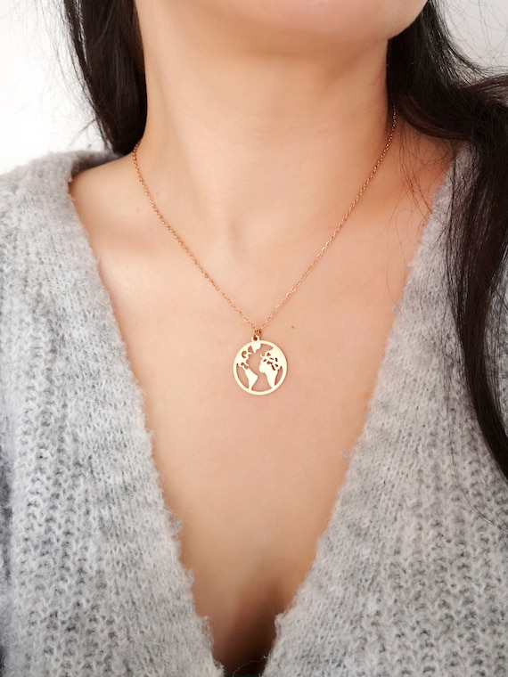 Personalized Earth Necklace Coordinate Necklace Name Necklace Souvenir Jewelry Best Friend Gift Traveler Gift