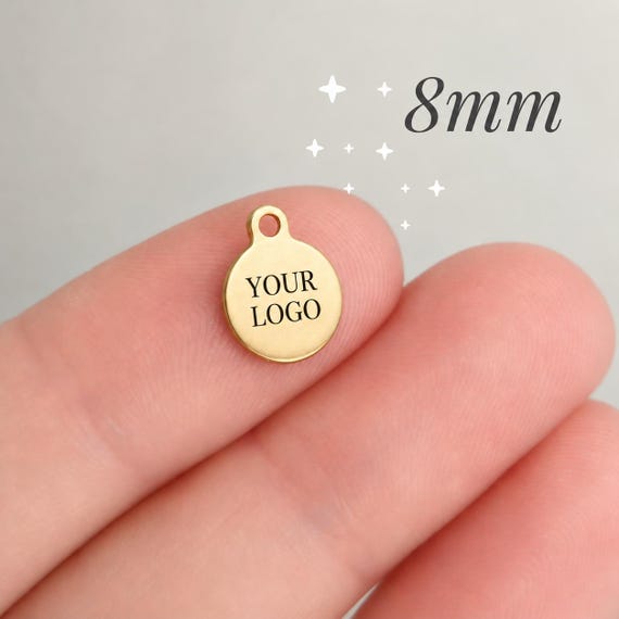 1/5/10/25/50/100/250/500PCS Logo Gold Personalized Tag 8mm Custom Charms Bracelet Tag Bracelet Disc Stainless Steel Jewelry Supplies 6x10mm