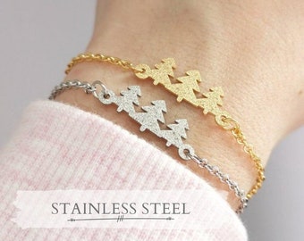 Fir Tree Bracelet Stainless Steel Forest Jewelry Tree Bracelet Gift for Mom Sister Gift Best Friend Bracelet Women Bracelet Dainty Chain