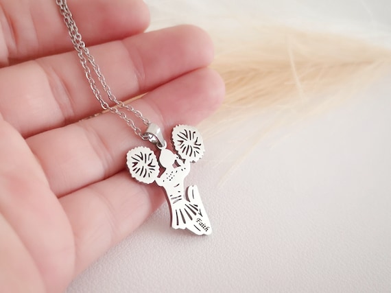 Personalized Name Cheer Necklace Cheerleader Necklace Cheerleading Gift Birthday Gift Custom Jewelry Christmas Gift Graduation Gift
