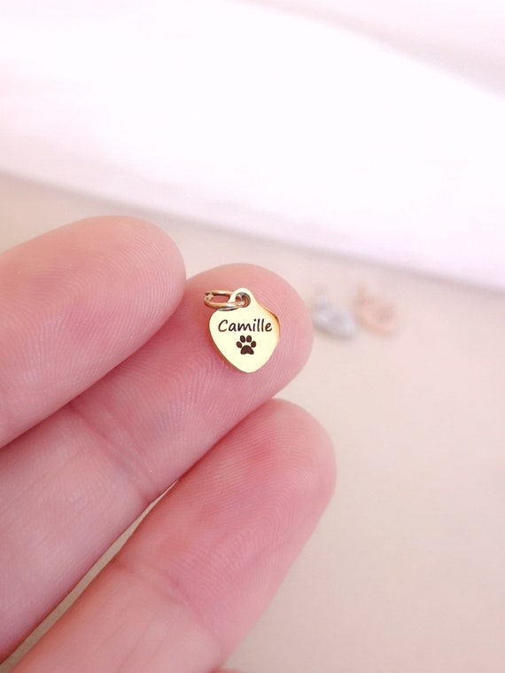 Tiny Heart Tag 6.5x8mm Personalized Custom Name Tag Heart Pendant Custom Charm Personalised Tag Tiny Charms