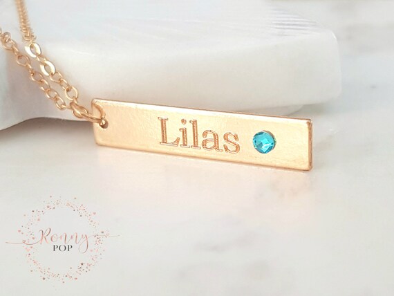 Birthstone Necklace Custom Name 