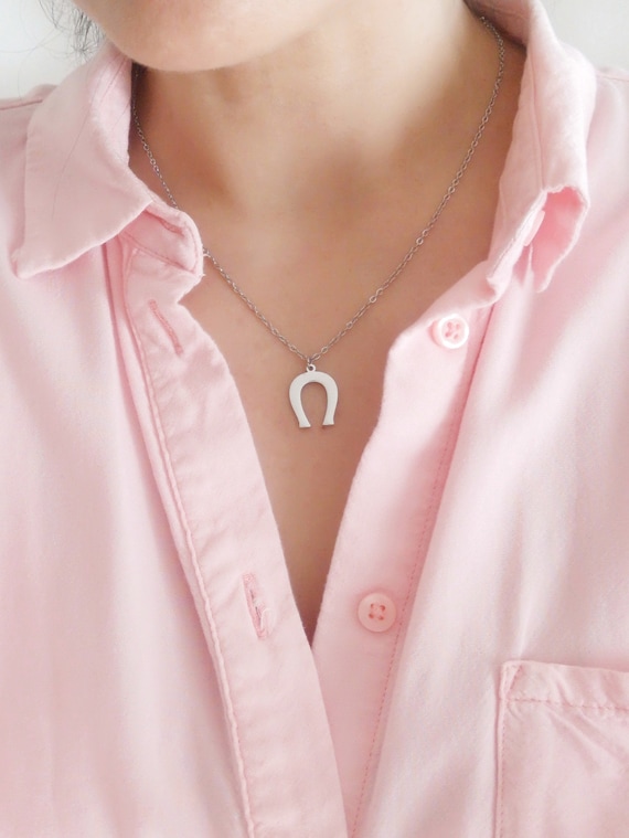 Personalized Horseshoe Necklace Horse Jewelry Lucky Charm Necklace Custom Necklace Personalized Gifts