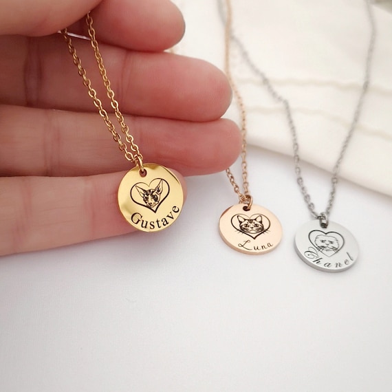 Cat & Heart Necklace Personalized Cat Breeds Cat Mom Gift Name Necklace Mother's Day Gift Cat Lovers Gift  Commemorative Jewelry D14