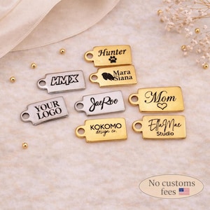 Étiquette Logo Personnalisé Charme Rectangle Bijoux Acier Inoxydable Tag sur Mesure Confection de Bijoux 1/5/10/25/50/100/250/500pcs 5x10mm
