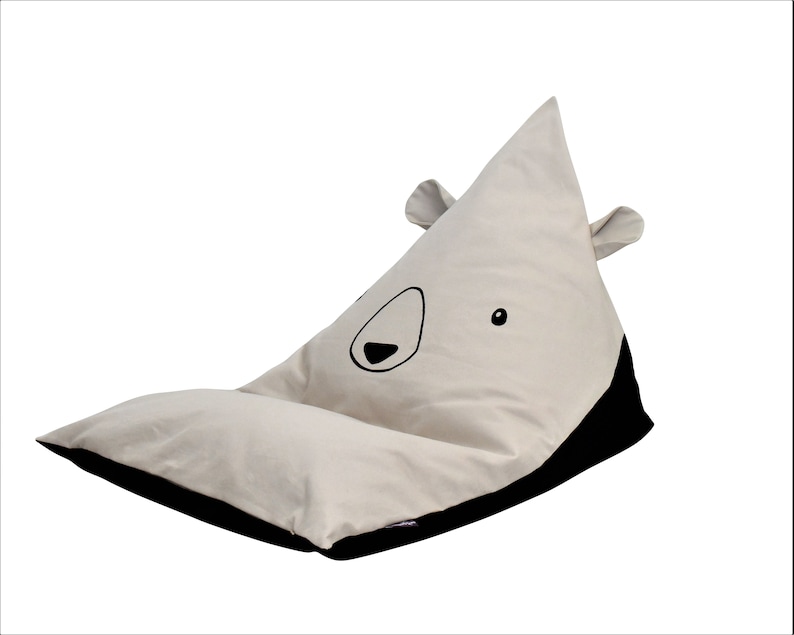 Personalised Bean Bag Chair Bear Natural and Black UNFILLED Etsy