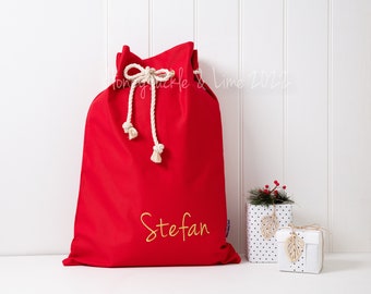 Personalised Santa Sack - Red with Calligraphy or Script Font